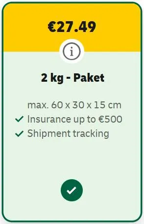 DHL-Preis für ein 2kg Paket nach Australien: 27,49 €, max. 60 x 30 x 15 cm, versichert bis 500 €, Sendungsverfolgung