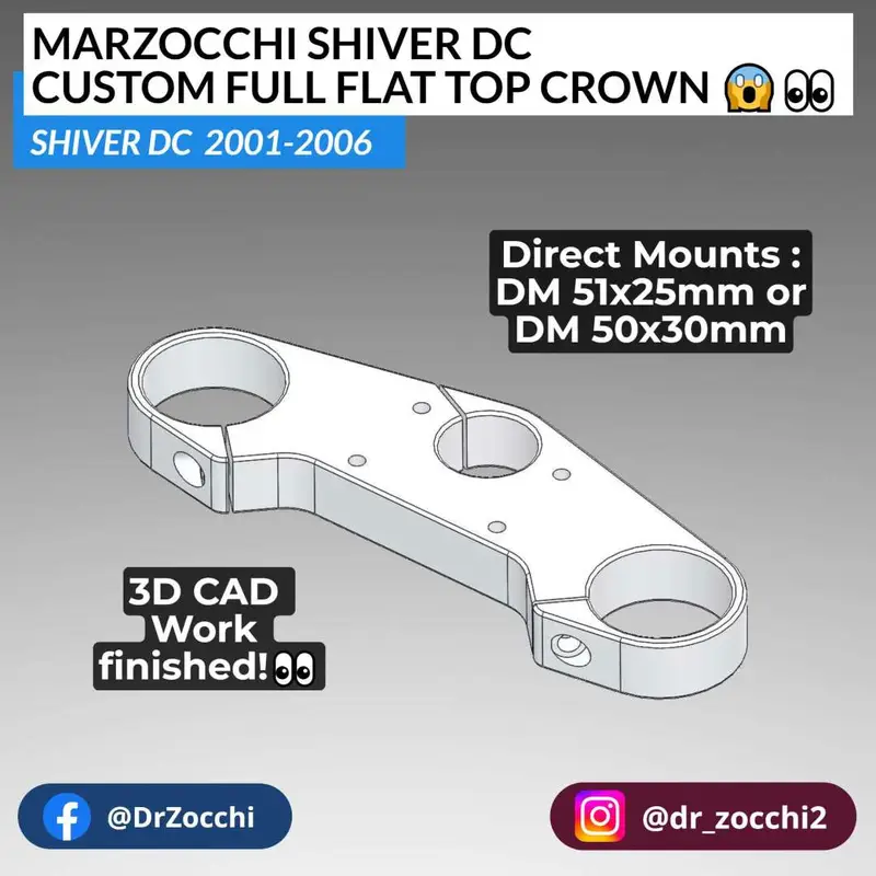 Marzocchi SHIVER DC Full Flat Custom Top Crown H20 1 1/8" bolted (2001-2005) - On DEMAND PRODUCTION!!! 2